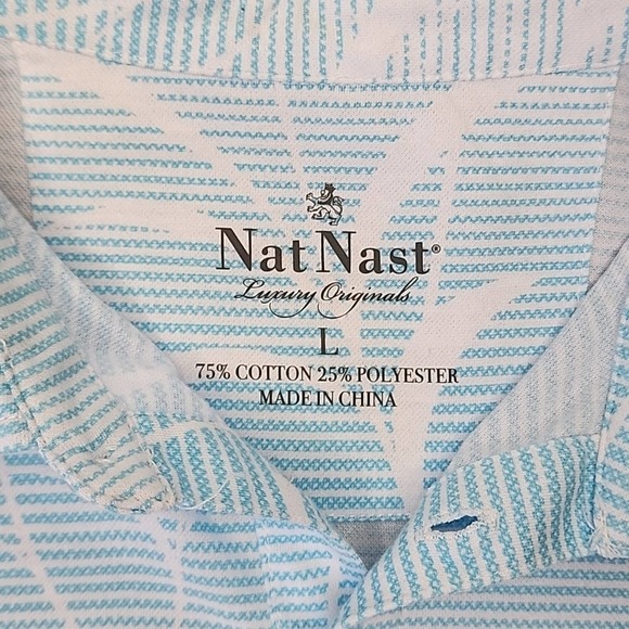 Nat Nast Luxury Collection Large Blue and White Polo Shirt - Picture 2 of 4